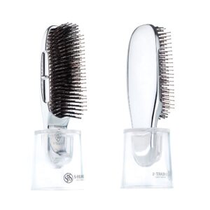 S-Heart-S Scalp Brush Plus plaukų šukos (Japan) Šukos „SCALP BRUSH PLUS“ turi padidintą dantų skaičių (572), todėl tai yra nepakeičiamas įrankis profesionalo rankose. Su šiomis šukomis galėsite dirbti dar efektyviau. • Šukos „Scalp Brush Plus“ idealiai tinka dirbant salone (plaunant plaukus ir atliekant masažą); • 572 šukų dantys leis dar kruopščiau išskalauti galvos odą, pagerins plaukų kokybę ir paskatins plaukų augimą; • Šukos padeda spręsti daugybę trichologinių problemų, tokių kaip niežulys, pleiskanos, per didelis galvos odos prakaitavimas; • Šiomis šukomis atliekamas galvos masažas pagerina kraujotaką, suteikdamas plaukams puikų bazinį tūrį; • Mažina įtampą ir nuovargį, suteikia lengvumo jausmą ir sveikos veido odos spalvą; • Vos keliais šukų judesiais galėsite nepriekaištingai ir tolygiai paskirstyti plaukų priežiūros priemonę per visą plaukų ilgį (kaukę, kondicionierių, serumą...); • Ypatinga šukų dantų struktūra ir išdėstymas puikiai veikia galvos odą ir plaukus, suteikdama plaukams švelnumą ir blizgesį. Galima rinktis su trumpa arba su ilga rankena. Šukos su trumpa rankena yra sukurtos atsižvelgiant į riešo anatomiją ir yra idealios naudoti plaunant plaukus namuose duše ar salono plautuvėje. Jas taip pat patogu nešiotis su savimi. Modelis su ilga rankena puikiai tinka šukuoti ilgus plaukus.